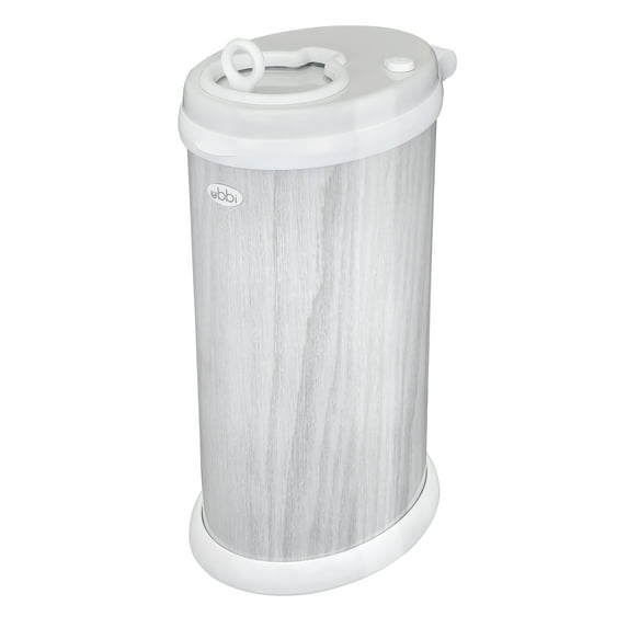Ubbi Stainless Steel Diaper Pail, Odor Locking, No Special Bag Required, Award-Winning, Registry Must-Have, Woodgrain