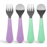 Ubbi Stainless Steel Toddler Utensil Set, Includes 2 Forks & 2 Spoons, Smoo…