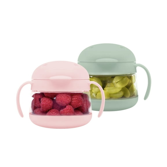 Ubbi Tweat Spill-Proof Snack Container for Toddlers & Kids,BPA-Free, Sage Green & Pink, Made of Tritan