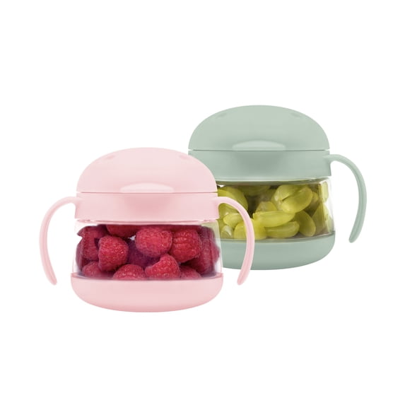 Ubbi Tweat Spill-Proof Snack Container for Toddlers & Kids,BPA-Free, Sage Green & Pink, Made of Tritan
