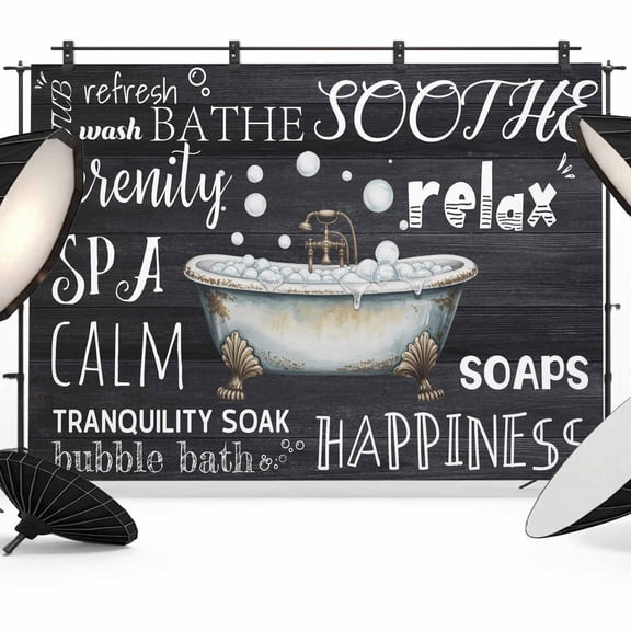 Ubble Bath Photography Backdrop 7x5FT, Relax SPA Wash Bathtub Vintage Black Wood Grain Photo Backdrops, Background for Photography Studio Photo Studio Background, Back Drop for Photoshoot