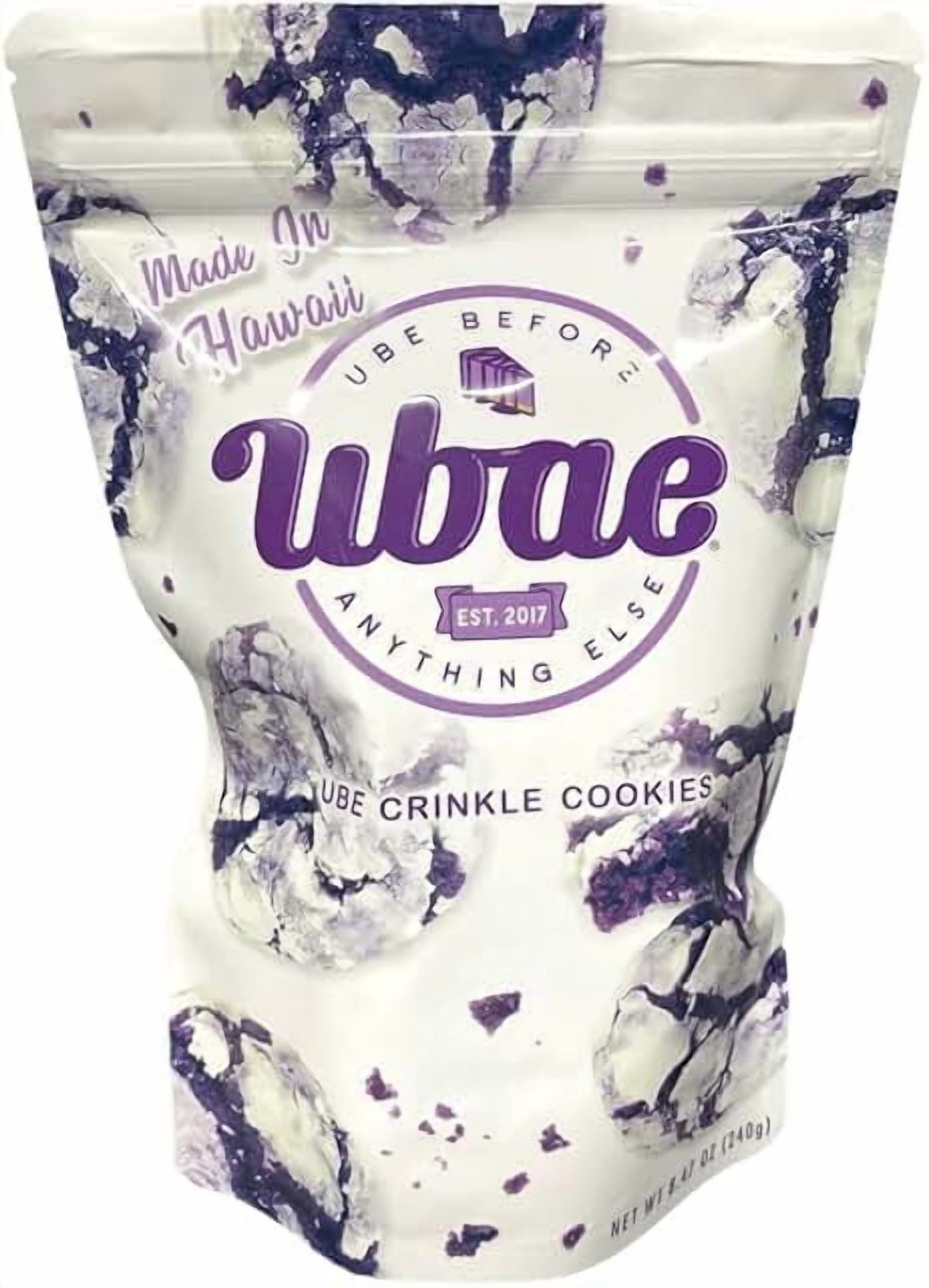Ube Ubae Crinkle Cookies | Made in Hawaii | One 8.47oz Bag