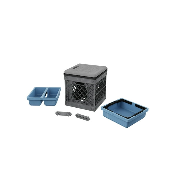 UbeCube CrateGardner - Crate with Seat Topper, Cushion, and Two Drop in Trays