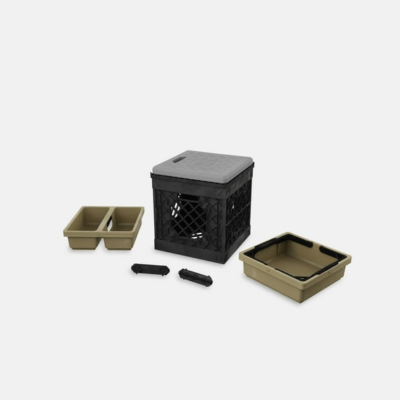 UbeCube CrateGardner - Crate with seat Topper, Cushion, and Two Drop in Trays