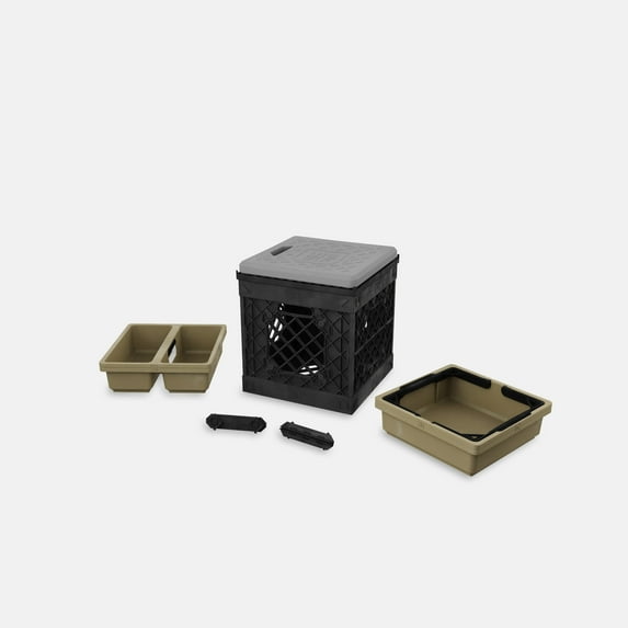 UbeCube CrateGardner - Crate with seat Topper, Cushion, and Two Drop in Trays