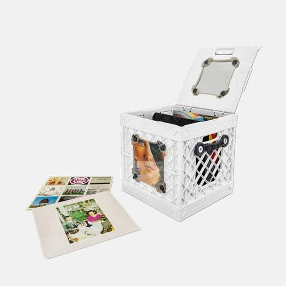 UbeCube CrateVinyl™ DJ - Vinyl Record Storage Crate with Divider, Rubber Handles and Transparent Panels