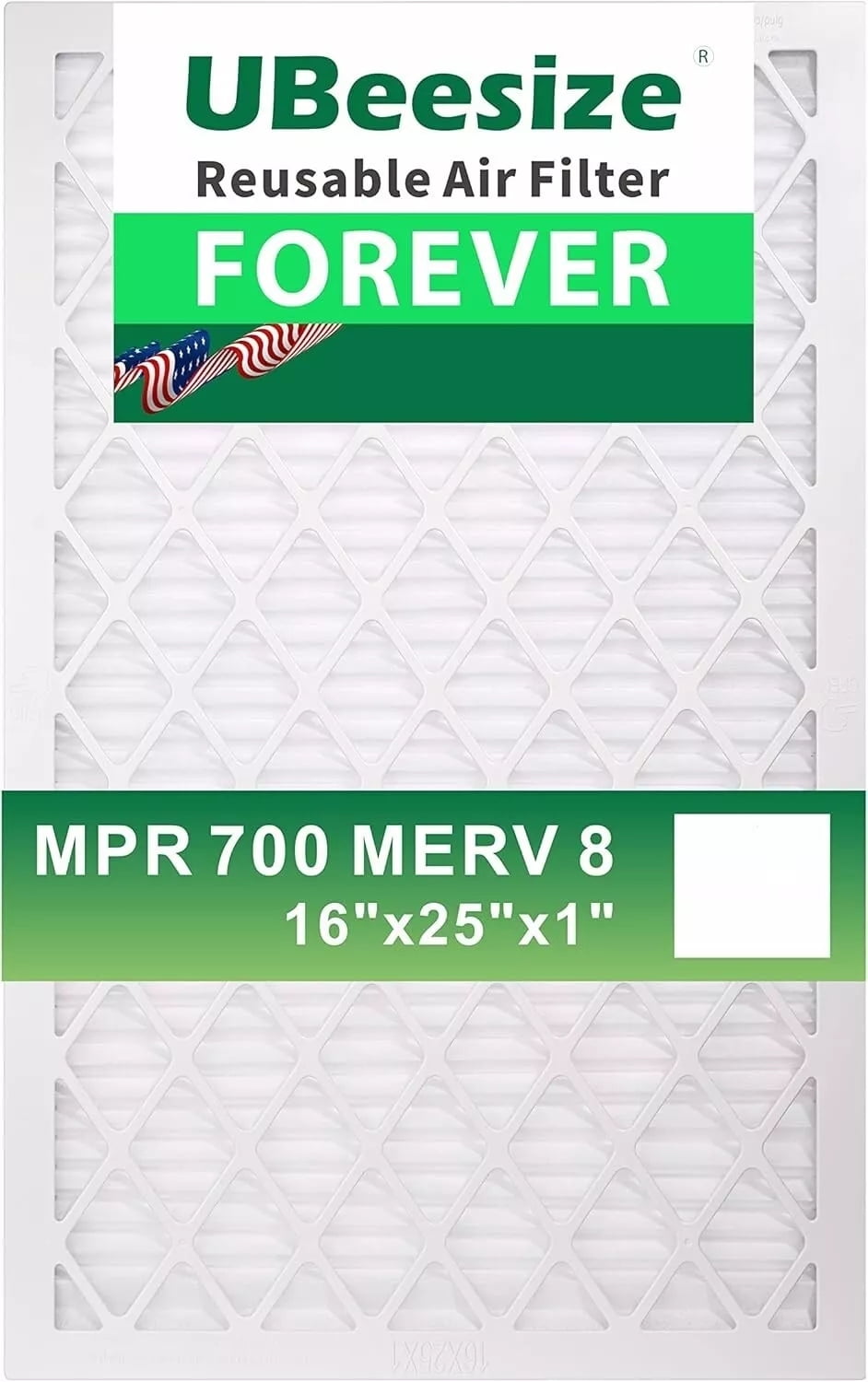 Ubeesize 16x25x1 MERV 8 Pleated Air Filter, Reusable Frame, 9 Pack AC/Furnace