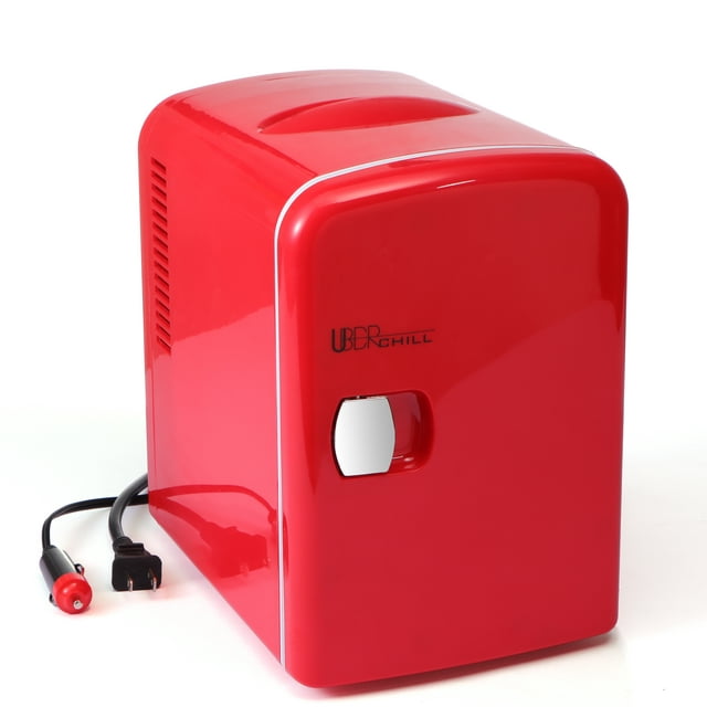 Uber Appliance Chill 6-can Retro Portable Mini Fridge Red Thermoelectric