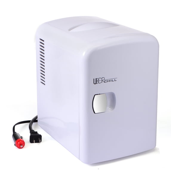Uber Appliance Uber Chill 4 Liter 6-Can Portable Mini Fridge, White - Thermoelectric