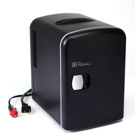Uber Appliance Uber Chill Mini Fridge 6-can Portable Mini Fridge for Dorm, Bedroom or Office - Thermoelectric (Blackout Matte Black)