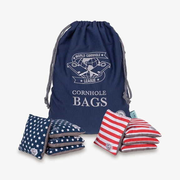 Uber Games - World Cornhole League Cornhole Bean Bags - 4 Stars and 4 Stripes