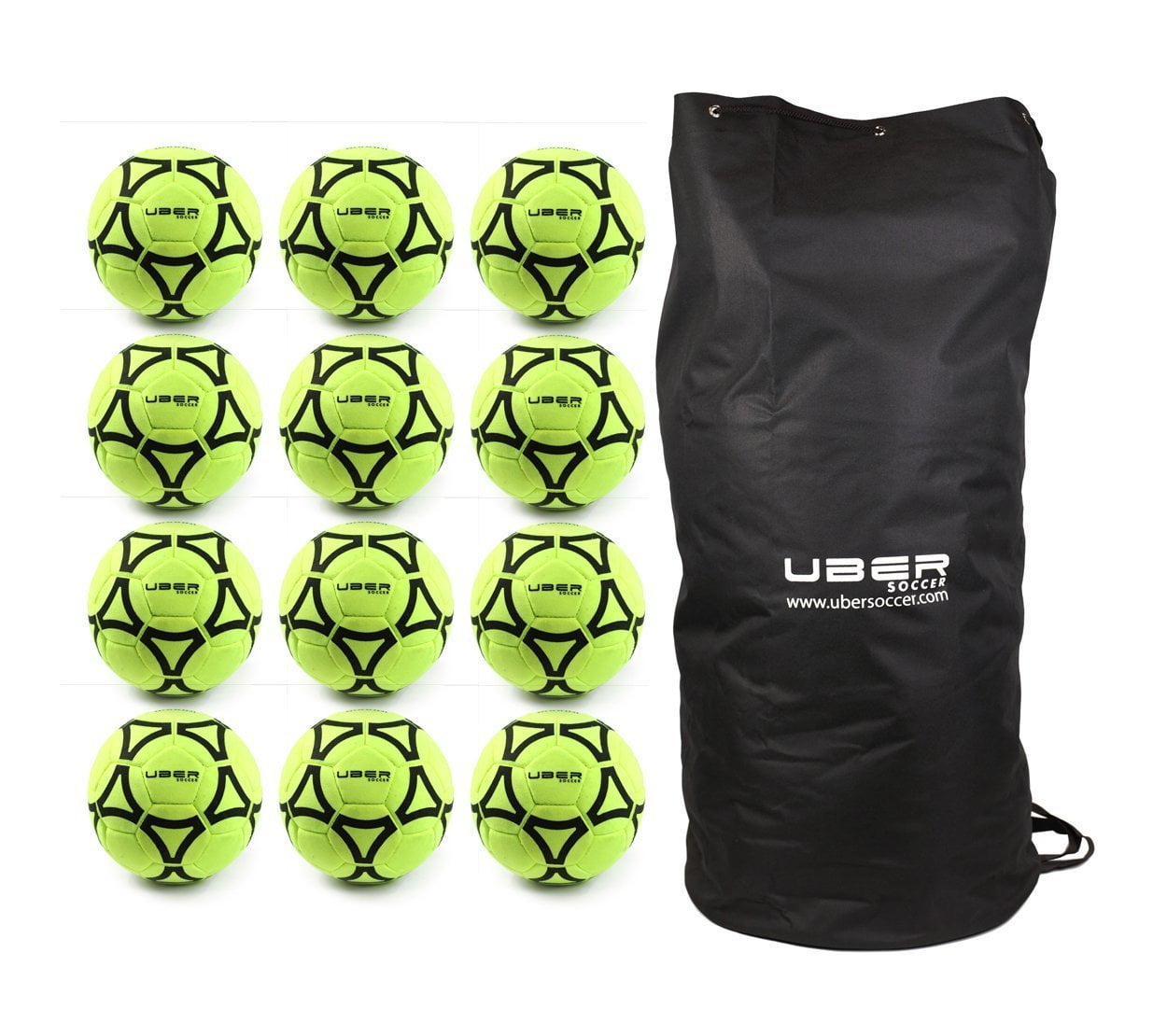 Uber Soccer Felt Indoor Soccer Ball Bundle - Set of 12 - Neon (Neon Yellow, Size 4)