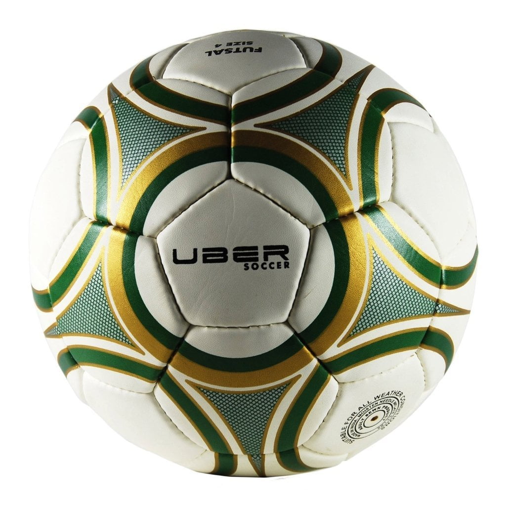 Uber Soccer Regulation Size and Weight Indoor Futsal Soccer Ball (Green Gold Matte, 4)