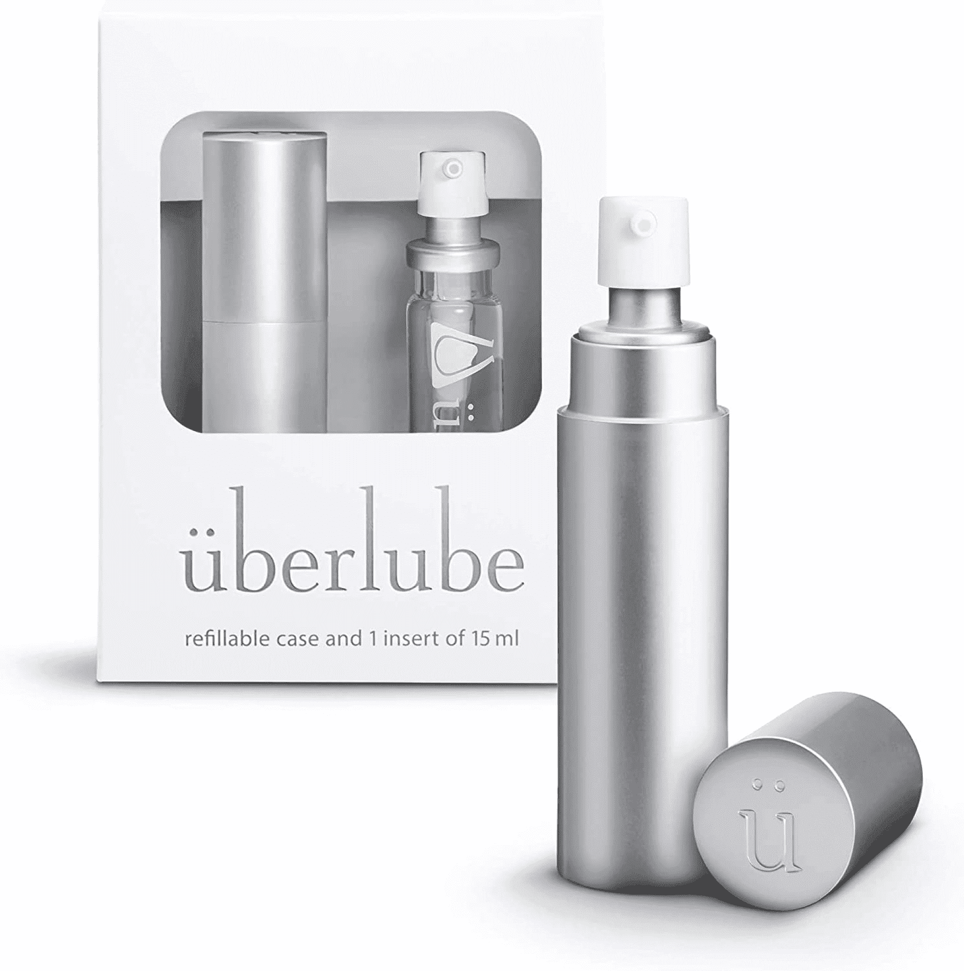 Uberlube Silicone Personal Lubricant, Silver Travel Kit, 15ml, Unscented, Waterproof, Latex-Safe