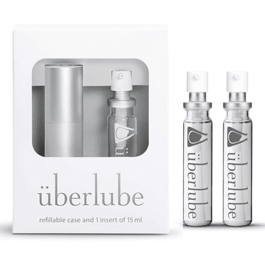 Uberlube Silicone Lube - Silver Travel Kit with two refills 15ml Unscented Silicone Lubricant - Latex-Safe, Flavorless, Works Underwater - 45ml Total