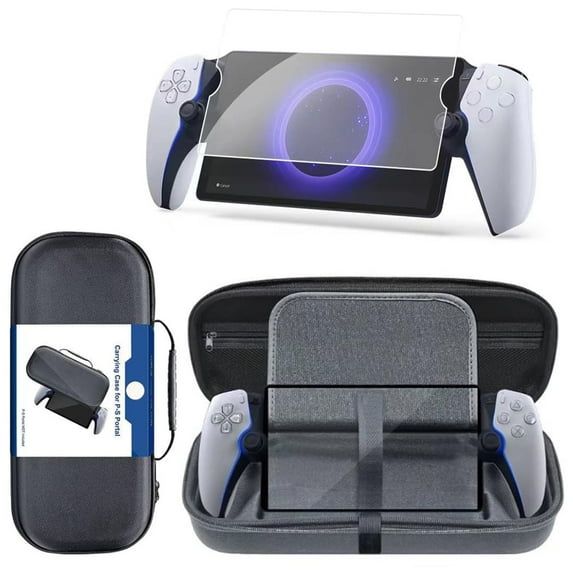Uberwith Portal PS Protective Case Compatible with PS Portal Accessories, EVA Travel Carrying Case and 9H Hardness Tempered Glass Screen Protector for PS…