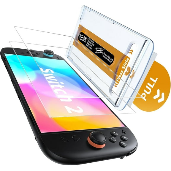 Uberwith 2 Pack Screen Protector for Switch 2 Console (2025) with Auto Alignment Frame, Tempered Glass for NS Switch 2 Screen Protector [Military-grade Shockproof], 7.9 inch Clear