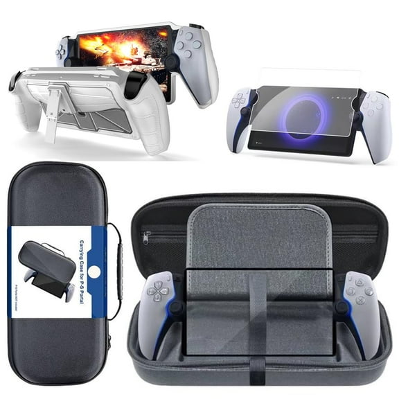 Uberwith 3 in 1 Portal PS Protective Case Compatible with PS Portal Accessories, EVA Travel Carrying Case and 9H Hardness Screen Protector and TPU Game Console Protective Cover for PS