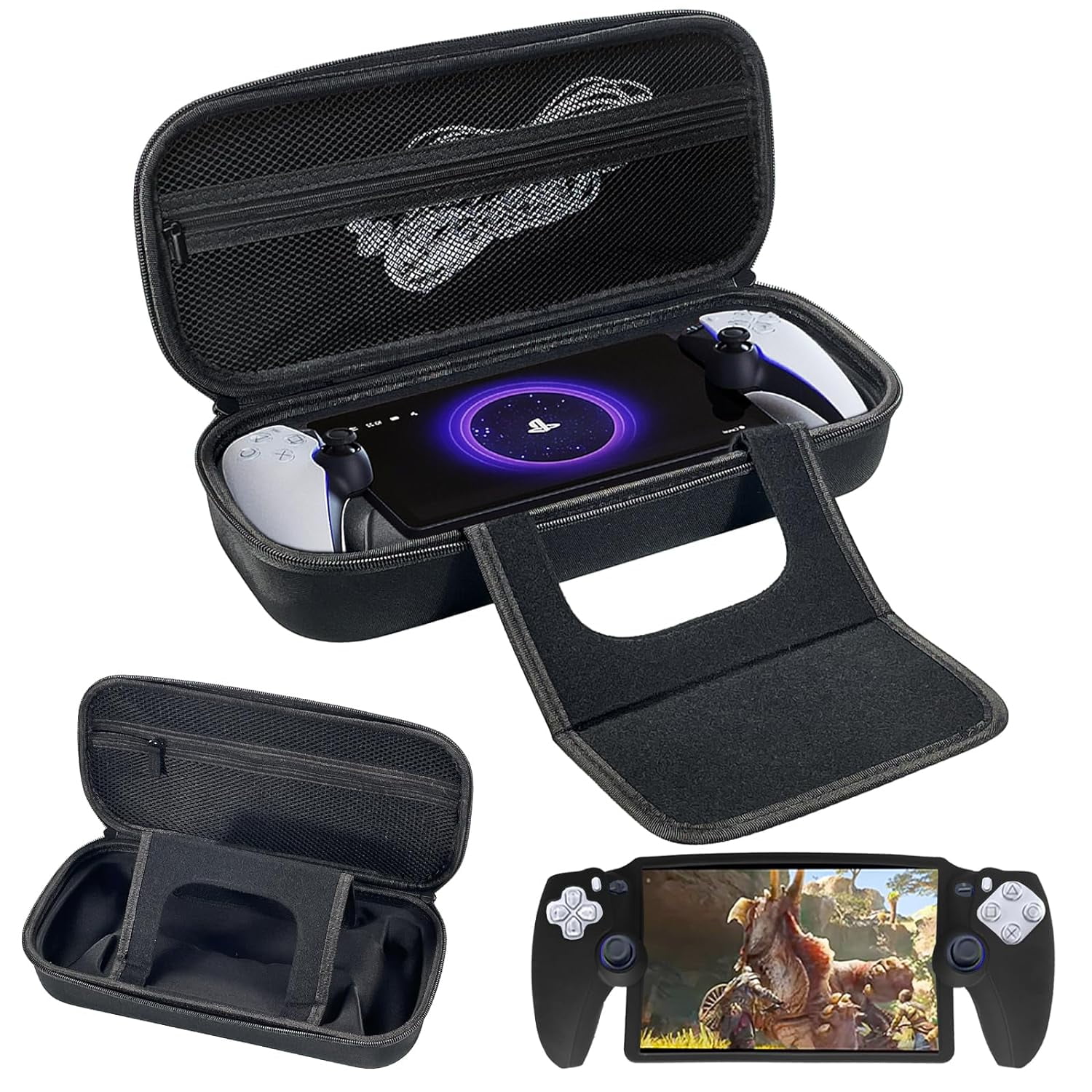 Uberwith Accessories Kit for Playstation Portal Remote Player Handheld Case with Protective Case Cover Hard Shell Carrying Bag Accessories Bundle