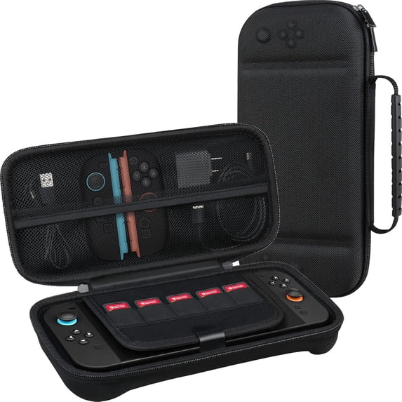 Uberwith Carrying Case for New 2025 Switch 2, Switch 2 Protective Hard Travel Bag Holder with Extra Space for Joy-Con, Cables, Games Cartridges and Accessories, Black