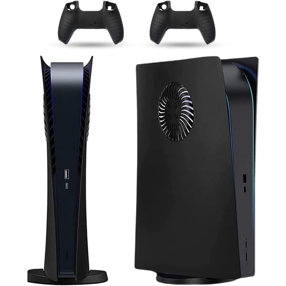Uberwith Faceplate for PS5 Console, Cover Plate, ABS Shell, Anti-Scratch Skin, Heat Dissipation, Dustproof, with Extra 2 Controller Silicone Covers