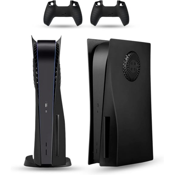 Uberwith Faceplate for PS5 Console, Cover Plate, ABS Shell, Anti-Scratch Skin, Heat Dissipation, Dustproof, with Extra 2 Controller Silicone Covers