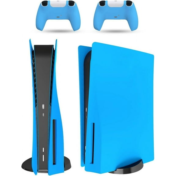 Uberwith Faceplate for PS5 Console, Cover Plate, ABS Shell, Anti-Scratch Skin, Heat Dissipation, Dustproof, with Extra 2 Controller Silicone Covers