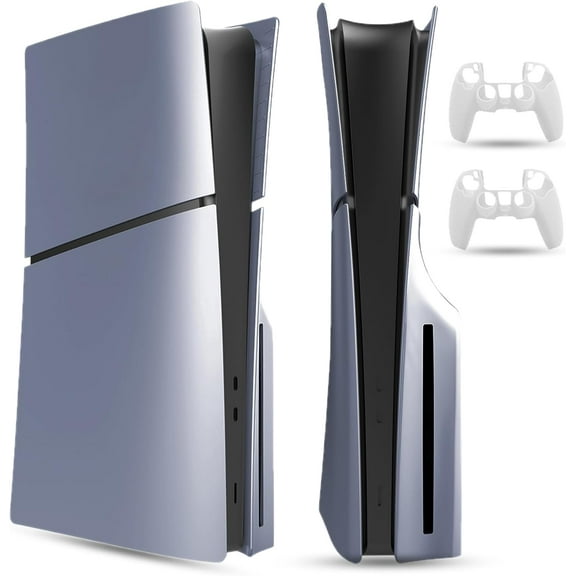 Uberwith Faceplate for PS5 Slim, Cover Plate, ABS Shell, Printed Logo, Matt Skin, with Extra 2 Controller Silicone Covers