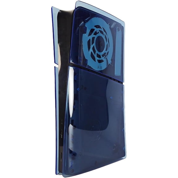 Uberwith for PS5 Slim Digital Edition Faceplate Transparent Cover Plates, Replacement Skin Case Clear ABS Shell for PS5 Slim Digital Version Console (Translucent Blue)