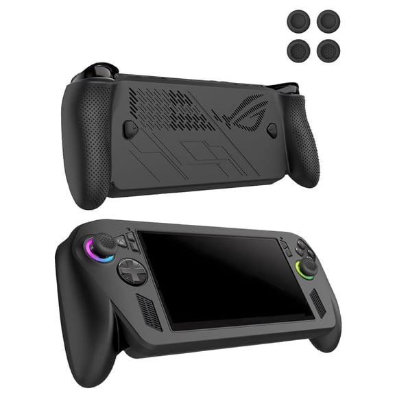 Uberwith for ROG Xbox Ally X/ Ally (2025) 7" Silicone Grip Case – Shockproof Non-Slip Full Protective Cover with Kickstand, Anti-Scratch Drop Protection Gaming Console Case (Black)