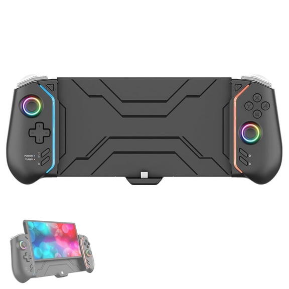 Uberwith Slide-on Controller Compatible with Switch 2, Hall Joysticks Gamepad with Turbo Function and RGB Light, Programmable Back Buttons Grip for Handheld Console Gaming