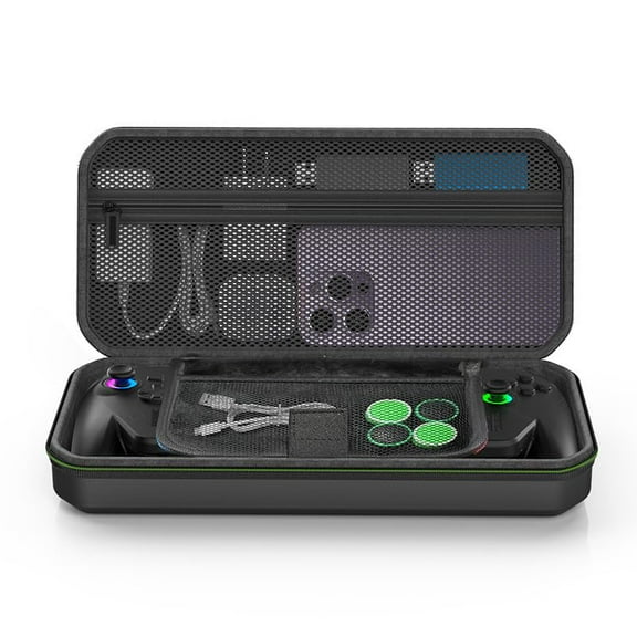 Uberwith Storage Case Bundle Compatible with ROG XBOX Ally X, Includes 2 Tempered Glass Screen Protectors, 4 Thumb Grips, Cleaning Kit