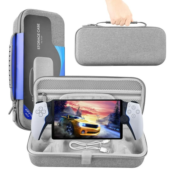 Uberwith Travel Carrying Case Compatible with PlayStation Portal,Built-in Larger Storage,Shockproof Anti-Scratch Dual-Layer Oxford Protective Portable Case (Gray)