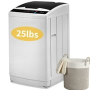 UbesGoo 25LBS Portable Washing Machine, Full-Automatic Electric Laundry Machine with Stainless Steel Drum,Compact Washer, Washer and Dryer Combo with Drain Pump