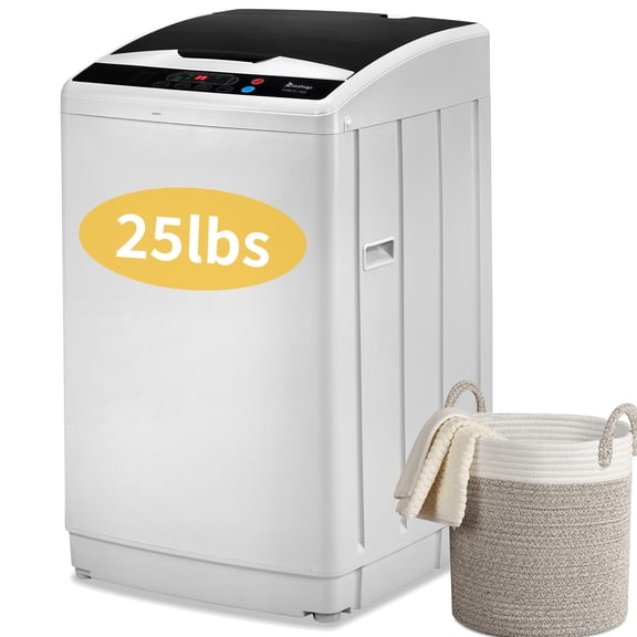 UbesGoo 25LBS Portable Washing Machine, Full-Automatic Electric Laundry Machine with Stainless Steel Drum,Compact Washer, Washer and Dryer Combo with Drain Pump for Apartment, Dorms, RV