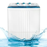 UbesGoo Compact Twin Tub Portable Mini Washing Machine 20lbs Total Washing Machine W/Drain Pump,Blue