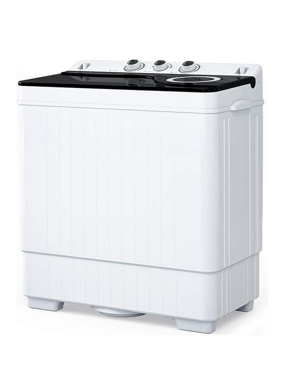 UbesGoo Portable Washing Machine, 26lbs Compact Twin Tub Wash& Combo for Apartment, Dorms,Camping and More, White&Black