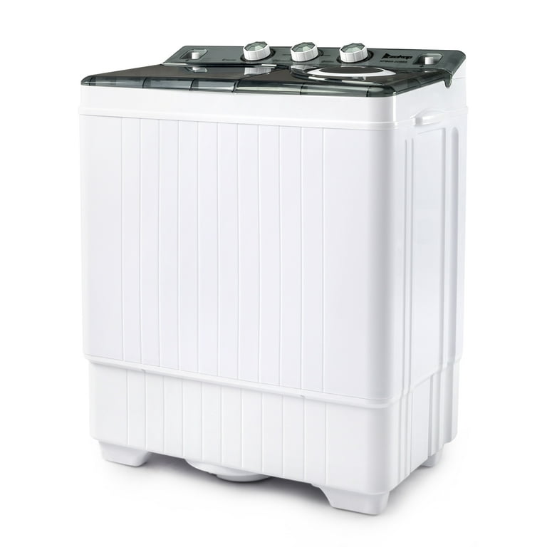 Costway 26lbs Portable Semi-Automatic Twin Tub Washing Machine w/ Drain Pump