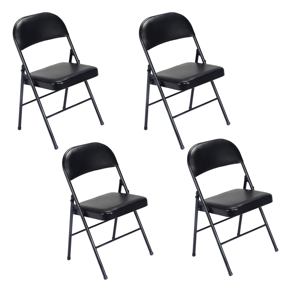 UbesGoo Set of 4 Fabric Upholstered Padded Seat Metal Frame Folding Chair Portable Black - image 1 of 8