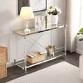 thumbnail image 1 of Ubesgoo 43.31"L Glass Console Table Sofa Table Modern Entryway Table with Storage Shelf for Hallway Living Room Bedroom Home Office, Easy to Assemble, Silver Color, 1 of 10