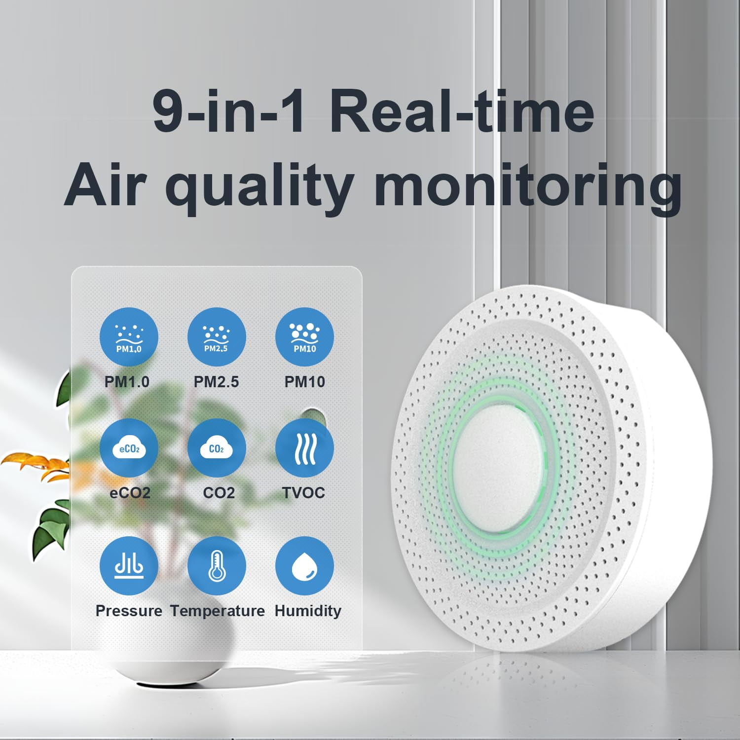 Monitor Qualit&agrave; Aria UbiBot AQS1 9-in-1 - PM, CO2, TVOC, Temp, Umidit&agrave; | WiFi, Notifiche, Cloud Gratis