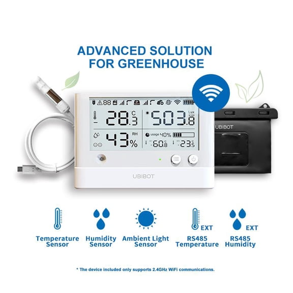 UbiBot WS1 Pro Thermohygrometer with LCD, 10-90% RH, 140F