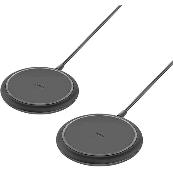 Ubio Labs Wireless Charging Station with USB-A Output, Black, 2-Pack