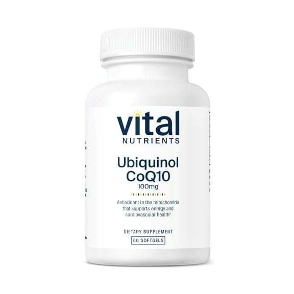 Vital Nutrients Ubiquinol CoQ10 100mg | Activated Form of Coenzyme Q10 | Potent Antioxidant to Support Cardiovascular and Brain Health | Gluten and Dairy Free | 60 Vegetarian Softgels