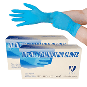 Ublue Nitrile Gloves - Disposable Exam Gloves, Powder Free 4 Mil Thick Vinyl Gloves - 2 Box, 100Pcs/Box - XL, Blue