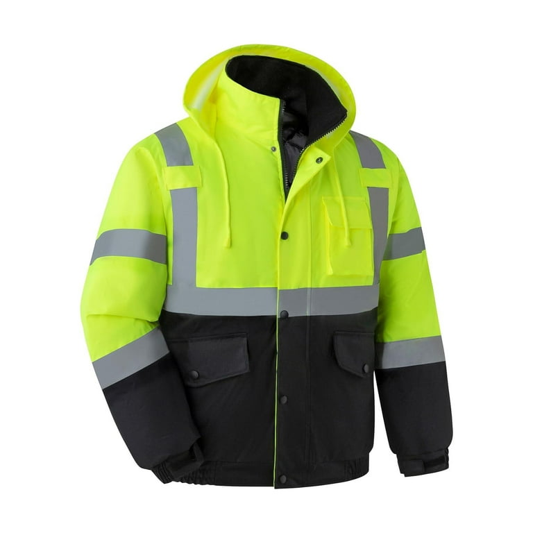 Ubon Men s Reflective Rain Jacket Safety Jacket High Visibility Winter Safety Jackets Safety Yellow Jackets for Men Yellow 3XL Walmart