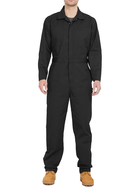 Men's Long Sleeve Coveralls Action Back Work Jumpsuit Industrial Overall Uniform Black L