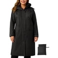 thumbnail image 1 of Ubon Women's Rain Coat Waterproof Rain Jacket Knee-Length Raincoat Packable Windbreaker with Bag Black L, 1 of 10