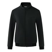 Ubon Women's Scrub Jacket Zip Front Long Sleeve Medical Essentials Workwear Uniforms Black M