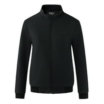 Ubon Women's Scrub Jacket Zip Front Long Sleeve Medical Essentials Workwear Uniforms Black M